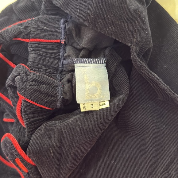 Bella Bliss Navy Blue Corduroy Longalls with Red Accents and Criss Cross Back 3T - Picture 7 of 8